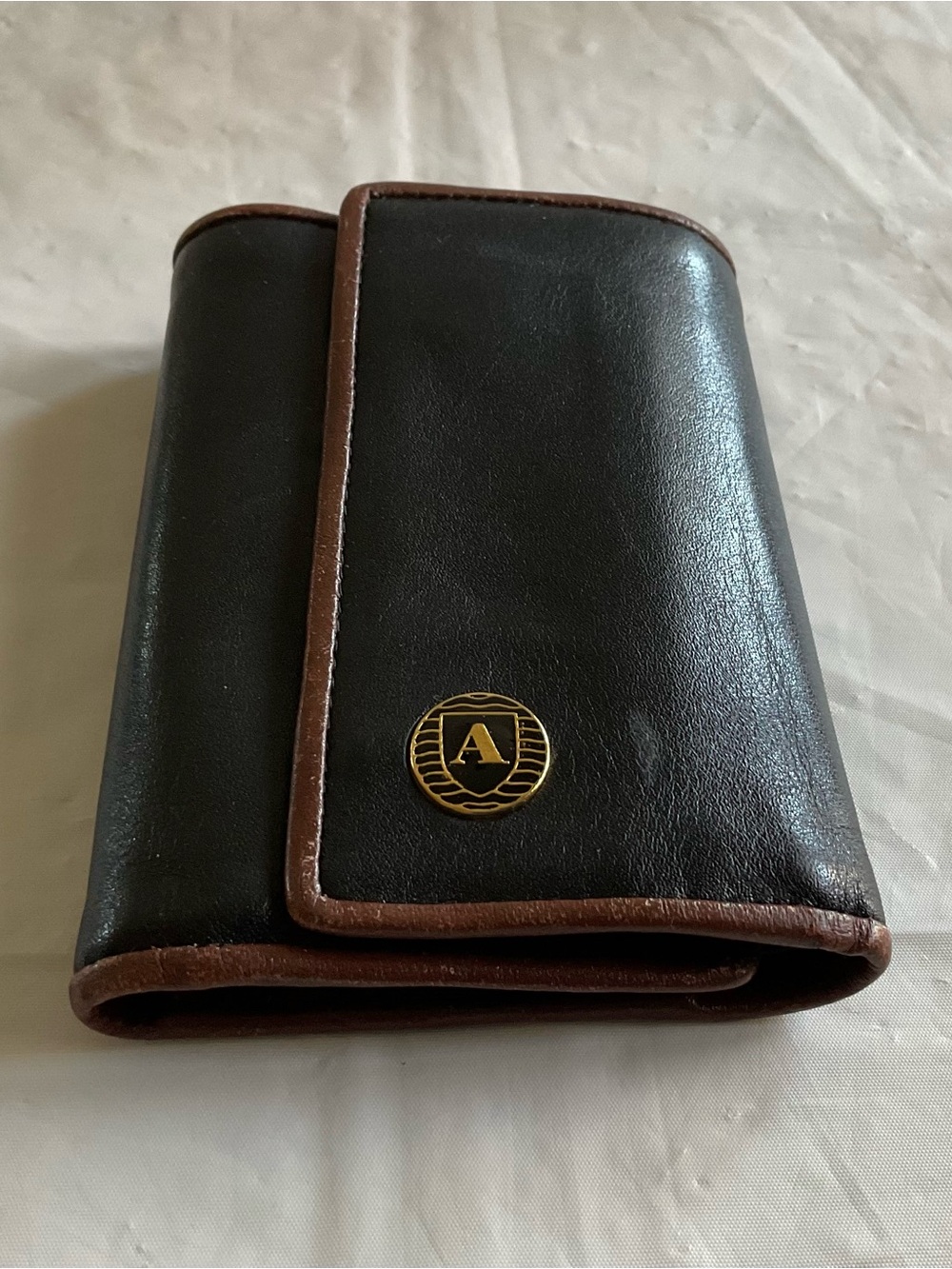 Aquascutum Black Leather Wallet And Key Holder, Vintage